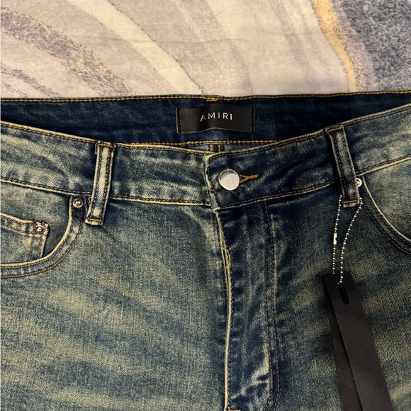 Amiri Blue Wash Red Bandana Jeans Mens Size 34 Waist - Picture 2 of 3